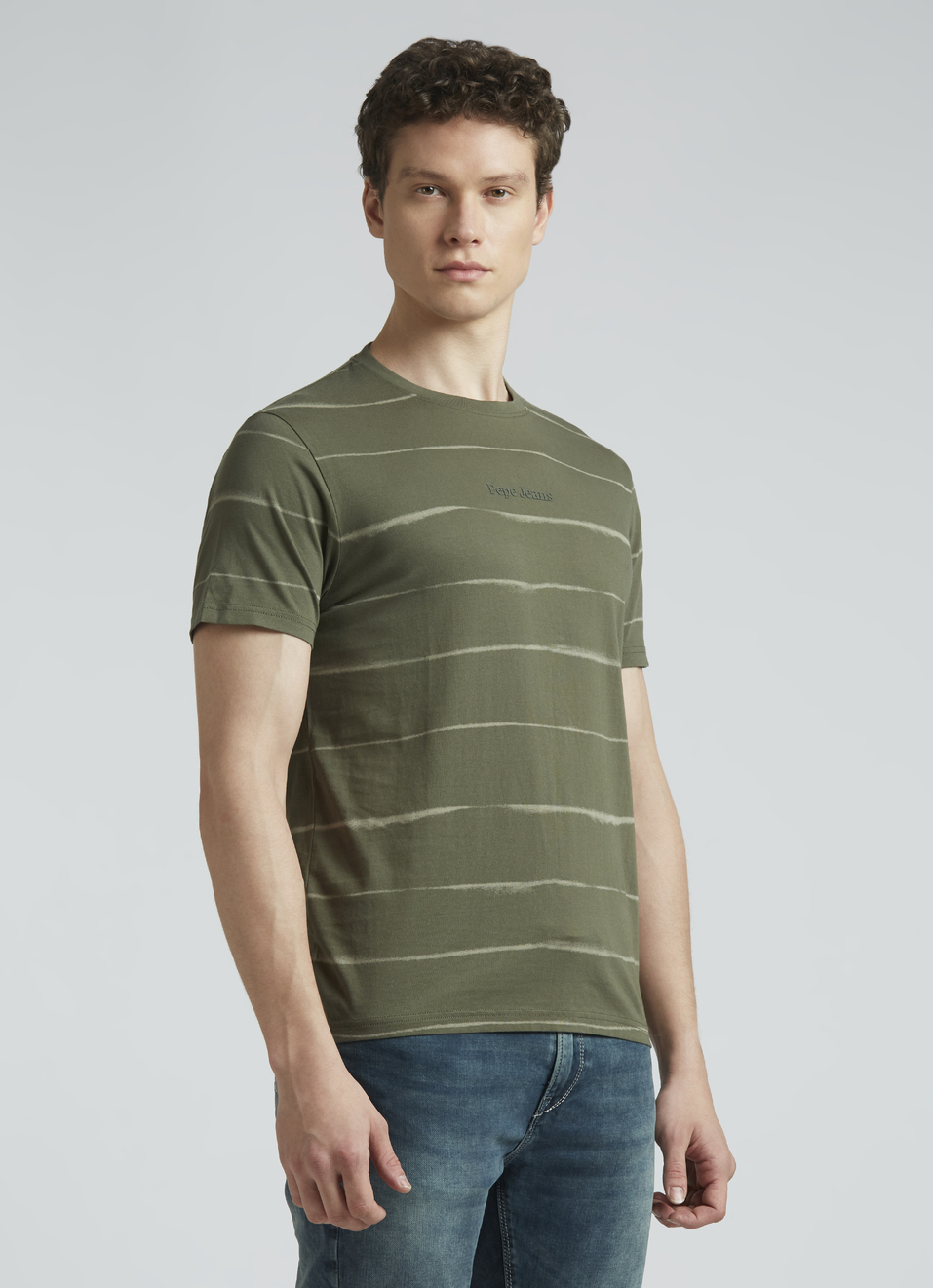 Green Horizontal Stripes Short Sleeve T-shirt, , large image number 3