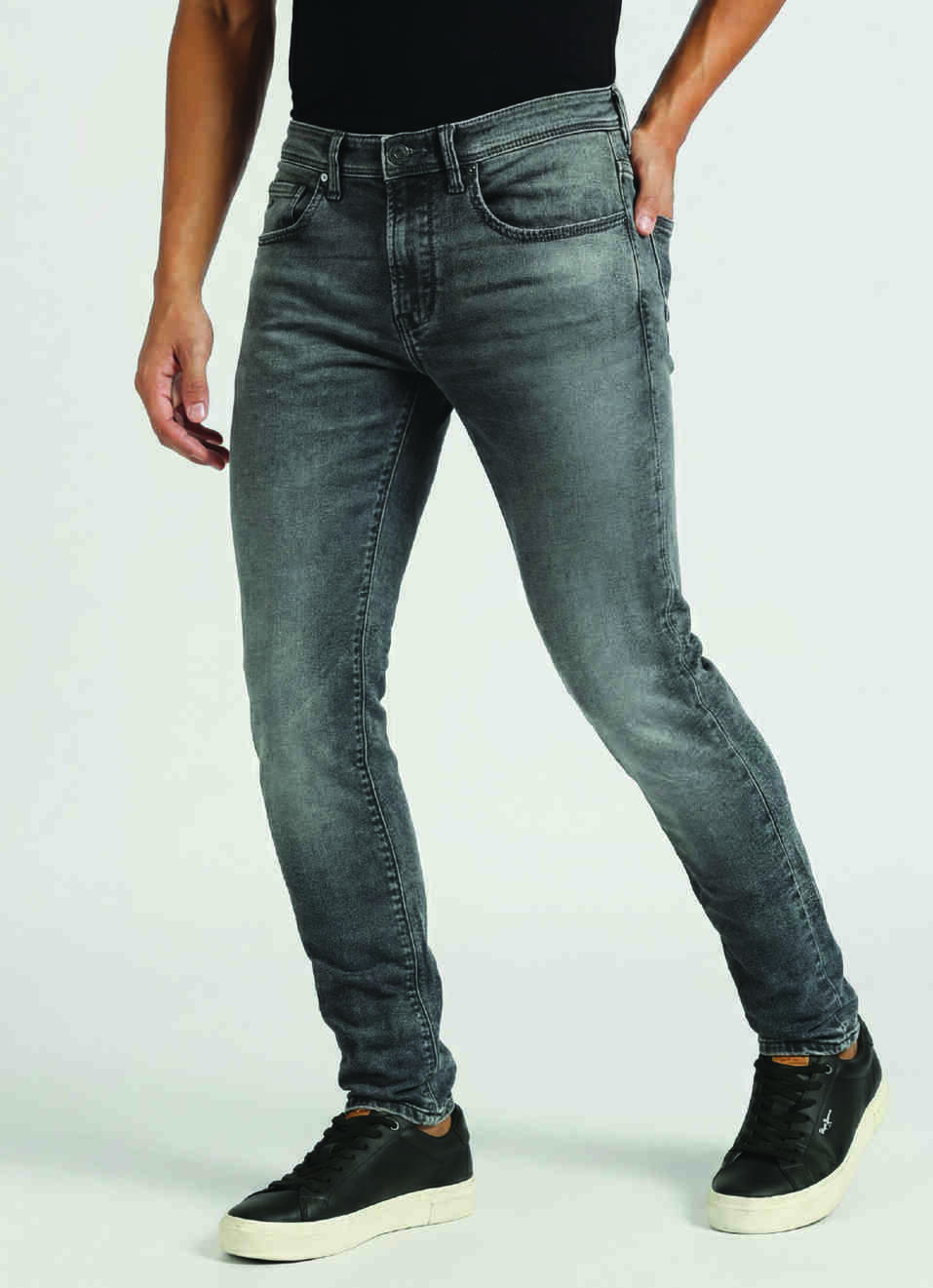 Chinox Grey Mid Rise Skinny Fit Gymindigo Jeans, , large image number 0
