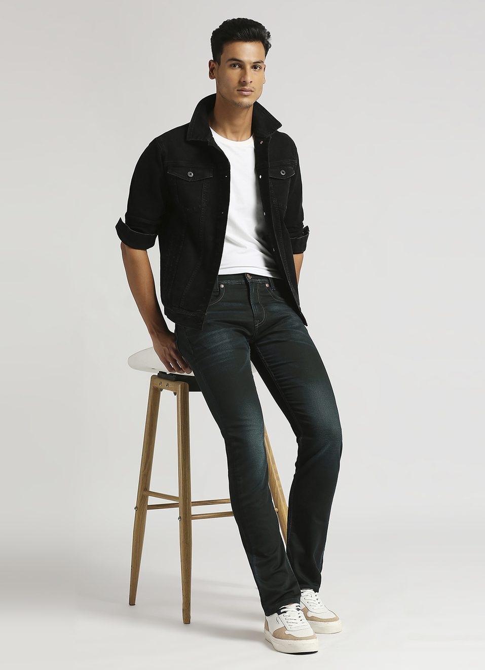 Vapour Dark Blue Mid Rise Slim Fit Jeans, , large image number 1