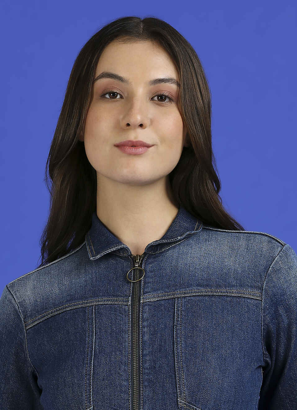 Blue Full Sleeve Flare Dungarees, , large image number 5