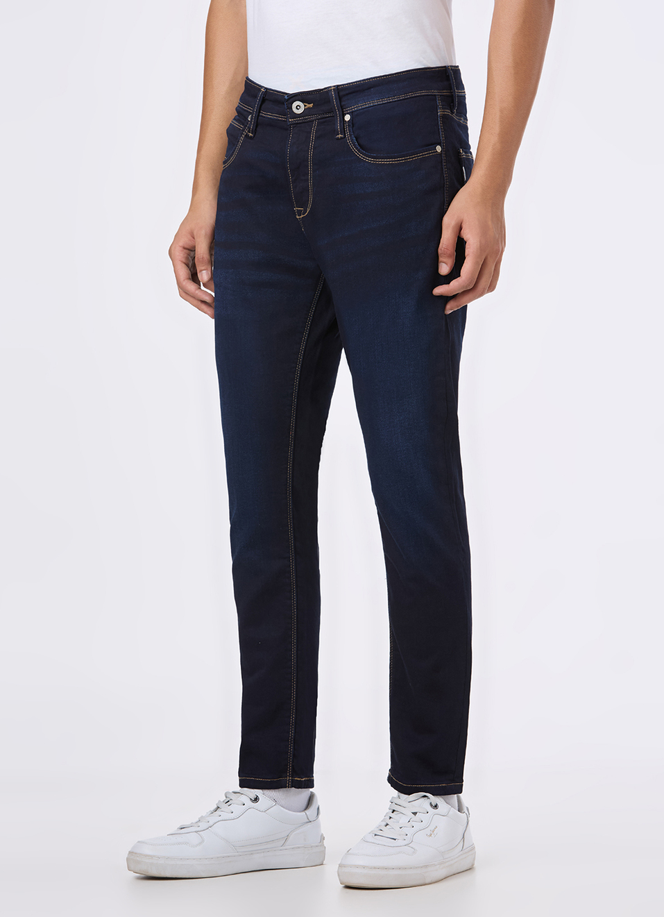 Men Blue Mid Rise Skinny Fit Gymindigo Jeans, , large image number 5