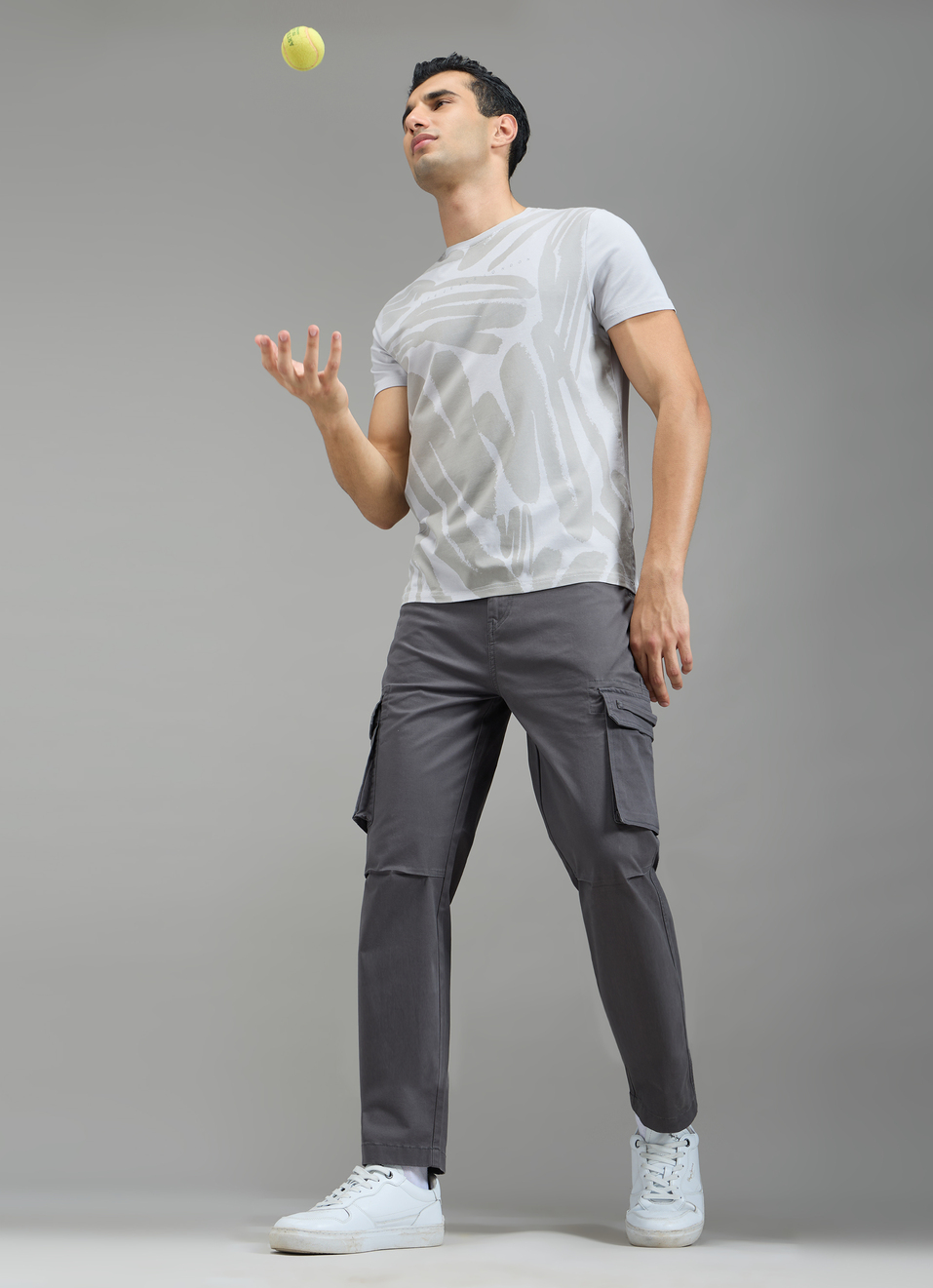 Men Grey Abstract Print Slim Fit T-shirt, , large image number 6