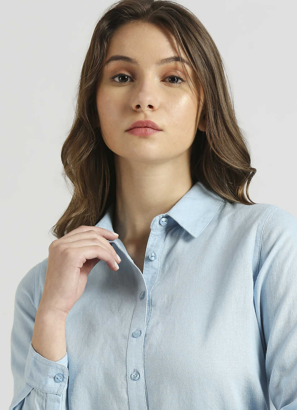 Aqua Front Open Placket Linen Full Sleeve Shirt, , large image number 4