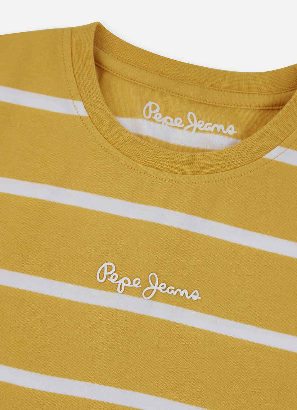 Boys Yellow Vertical Stripe Short Sleeve T-shirt, , large image number 2