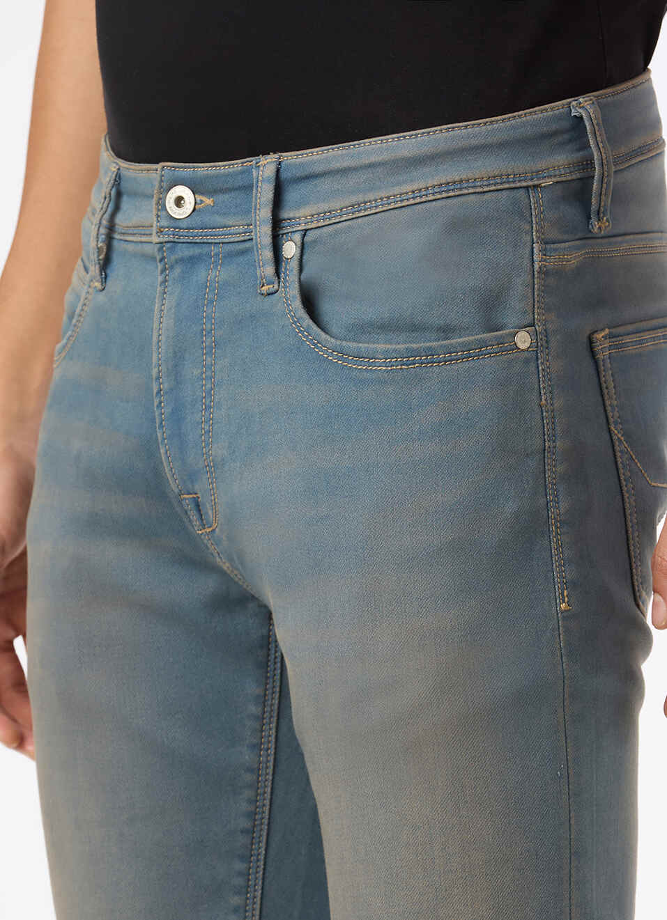 Men Blue Mid Rise Skinny Fit Gymindigo Jeans, , large image number 4