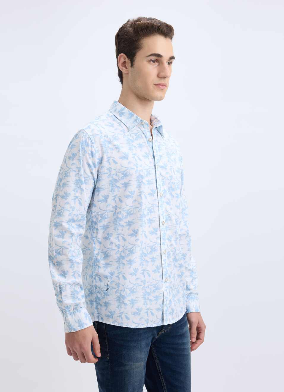 Men Blue Floral Print Full Sleeve Shirt, , large image number 3