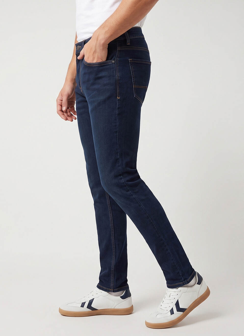 Men Blue Skinny Fit Mid Rise Stretchable Jeans, , large image number 0