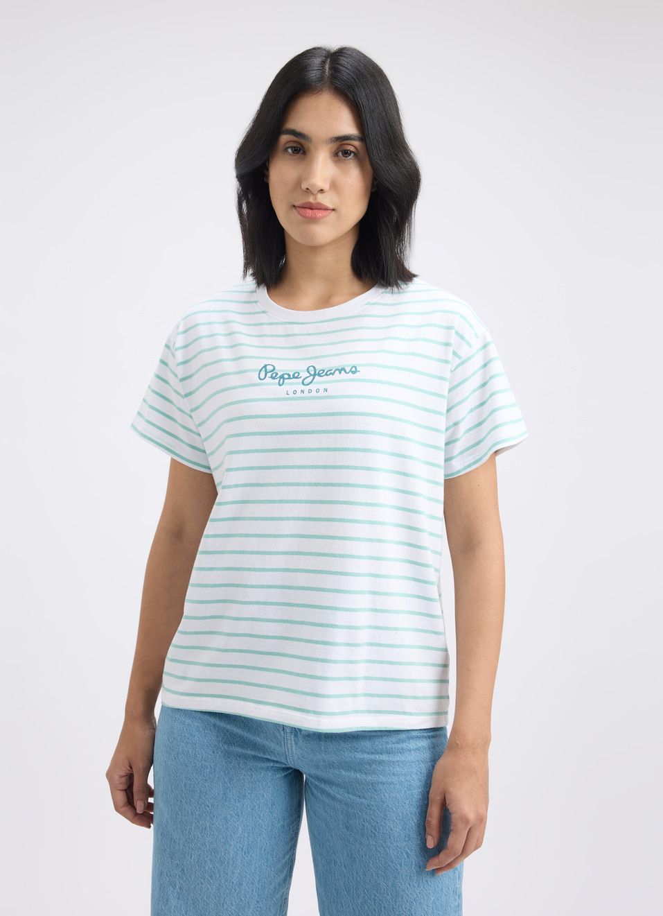 Women Blue Back Print Short Sleeve T-shirt, , large image number 1