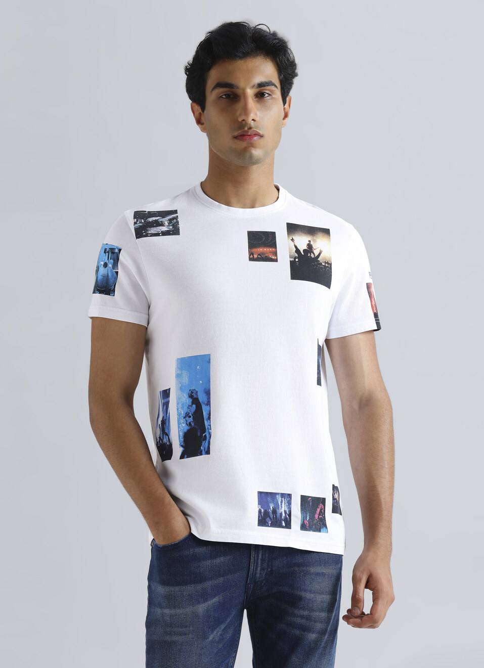 White Photographic Print Short Sleeve T-shirt, , large image number 1