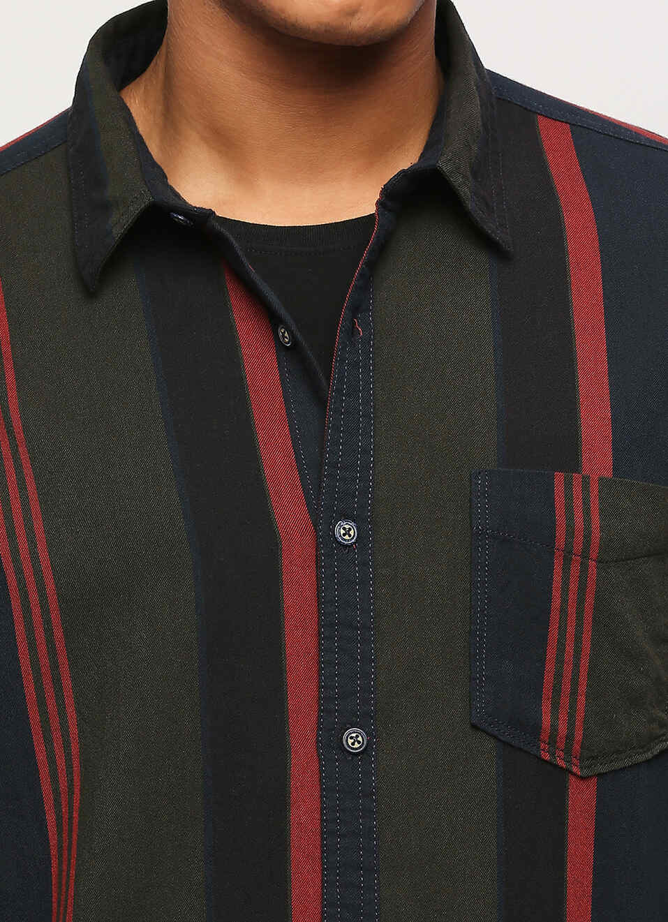 Navy Striped Full Slevee Shirt, , large image number 4