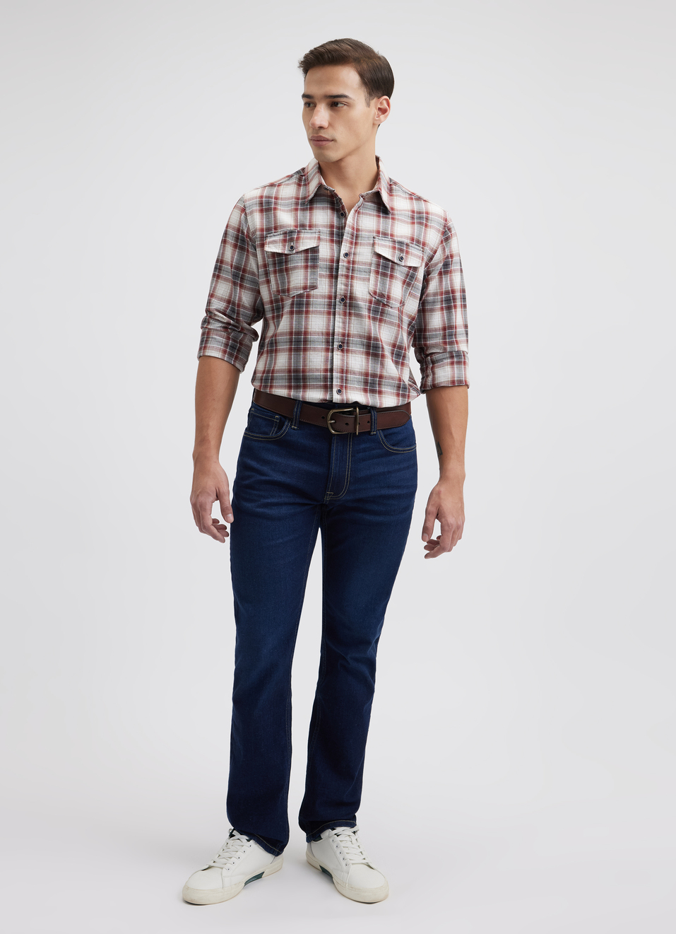 Men Red Check Full Sleeve Shirt, , large image number 5
