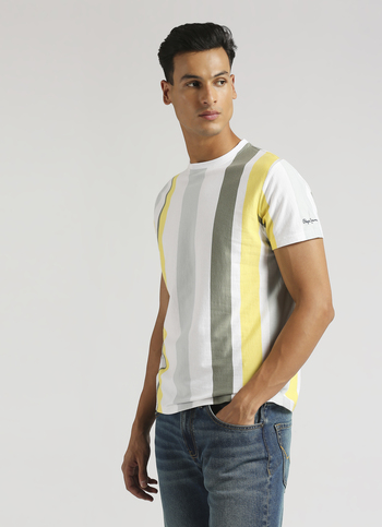Yellow Trendy Striper T-shirt