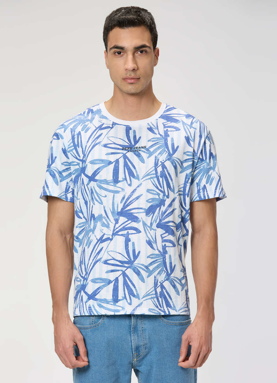 Men White Tropical Relaxed Fit T-shirt, , large image number 1