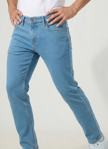 Men Blue Mid Rise Skinny Fit Textured Jeans