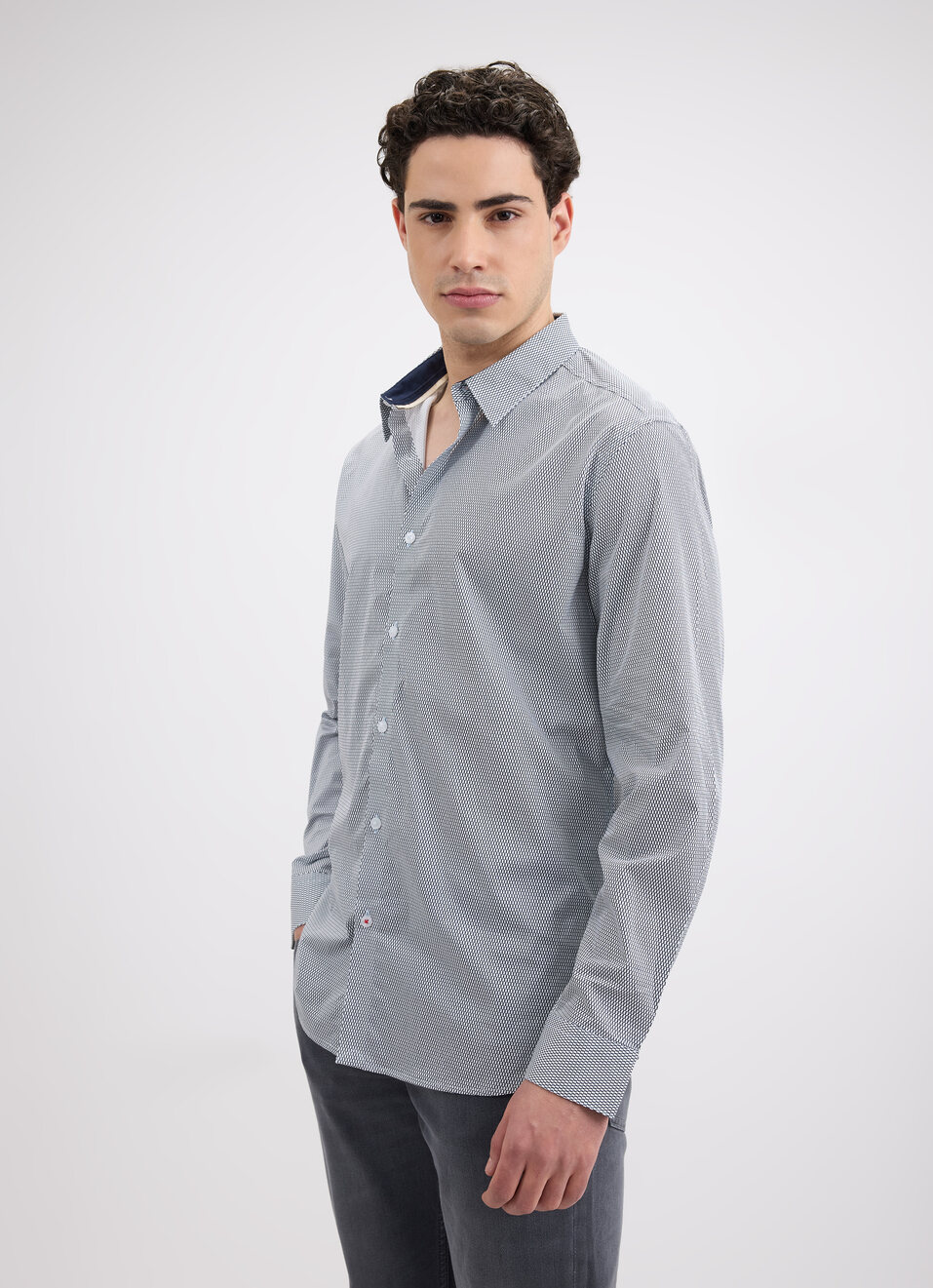 Men White Check Full Sleeve Shirt, , large image number 3
