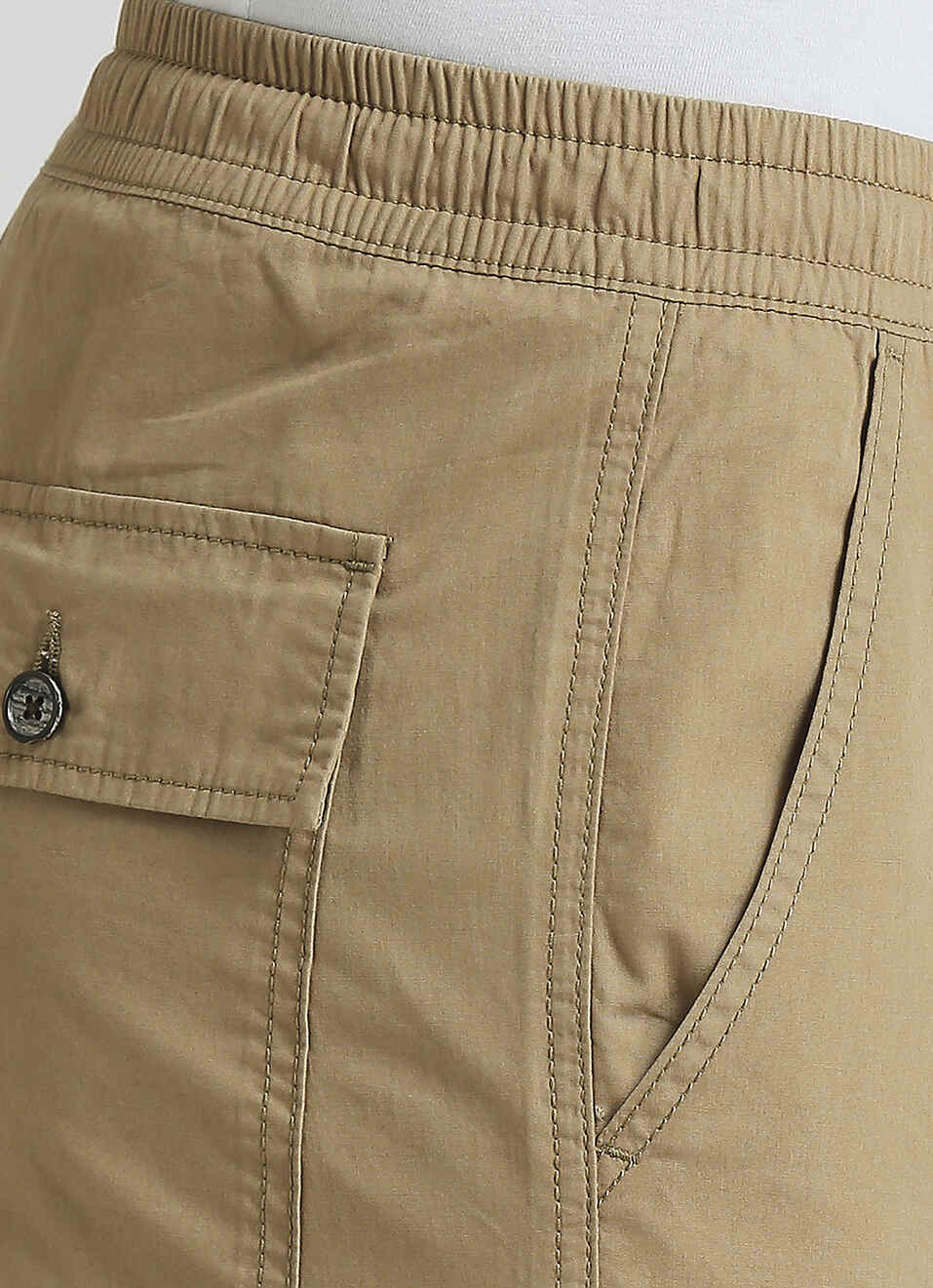 Brown Solid Cargo Pants, , large image number 4