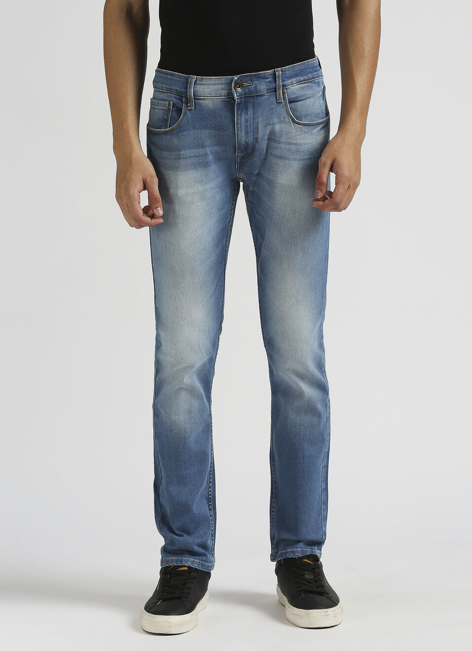 Vapour Blue Mid Rise Slim Fit Jeans, , large image number 0