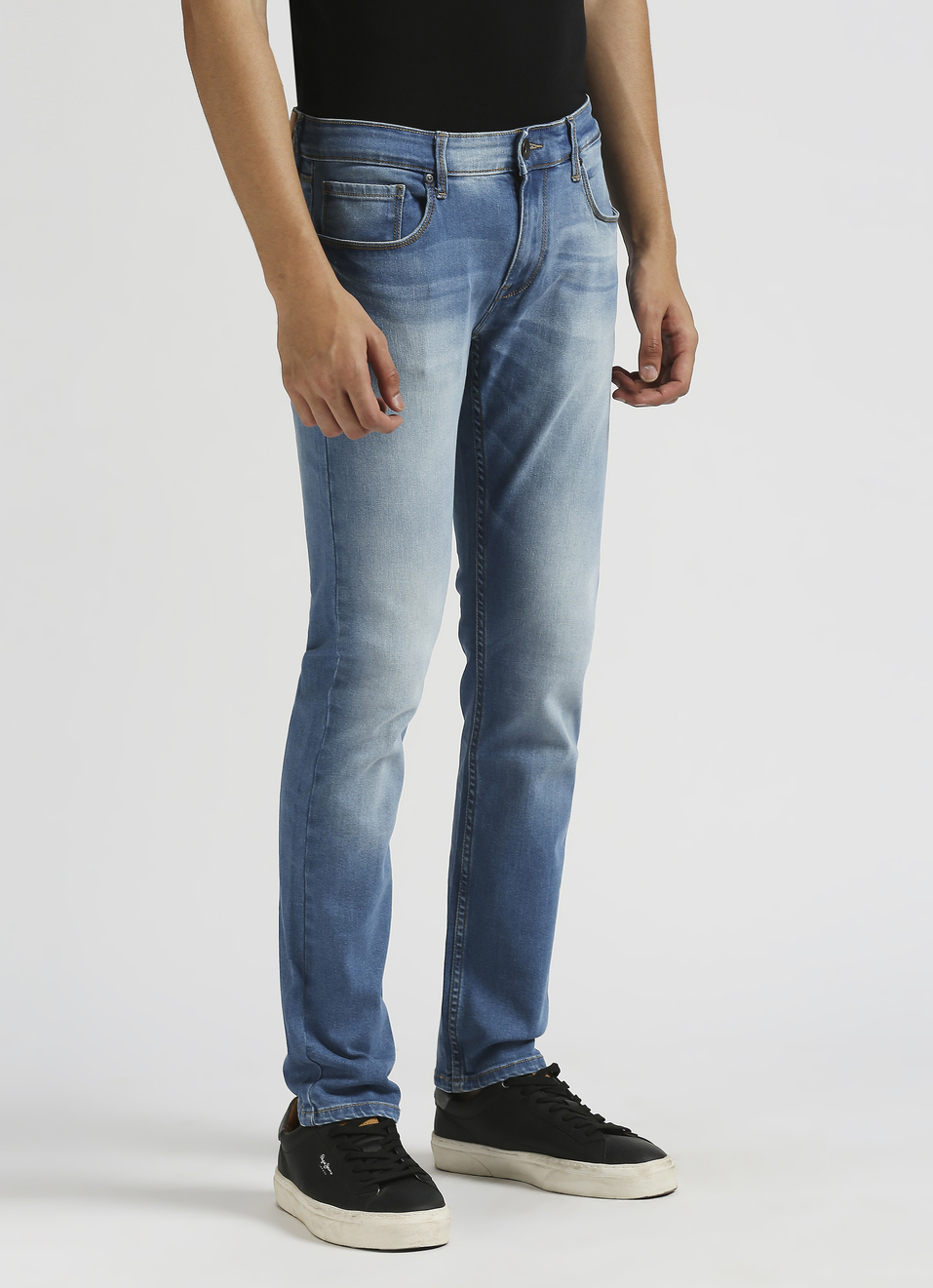 Vapour Blue Mid Rise Slim Fit Jeans, , large image number 2