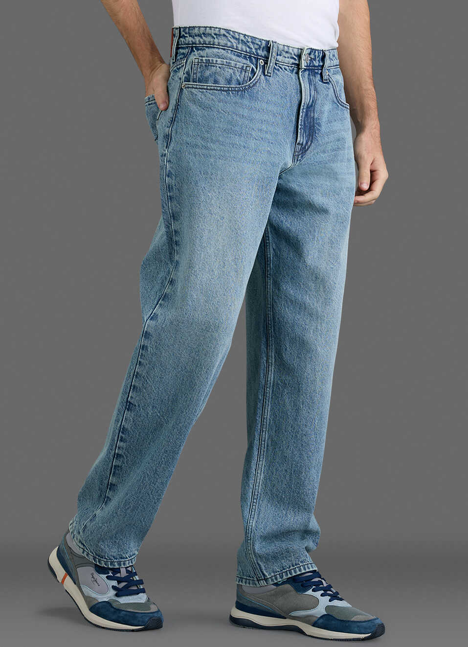 Men Blue Baggy Fit Mid Rise Jeans, , large image number 0