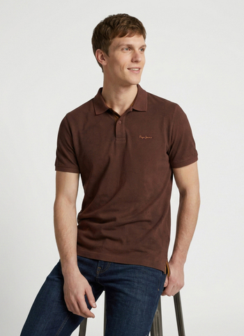 Men Brown Printed Polo Collar T-shirt