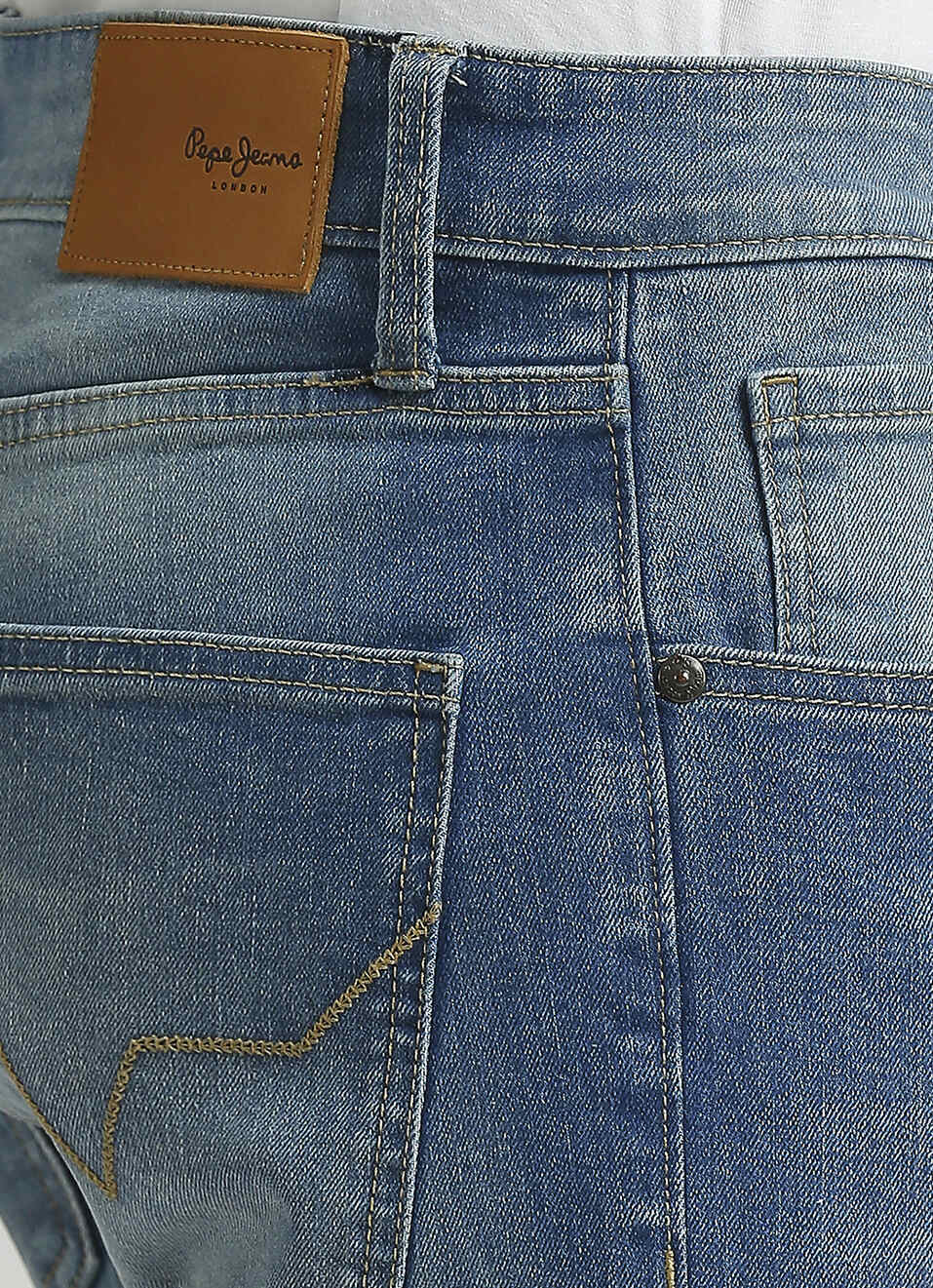 Men Light Blue Mid Rise Slim Fit Jeans, , large image number 4