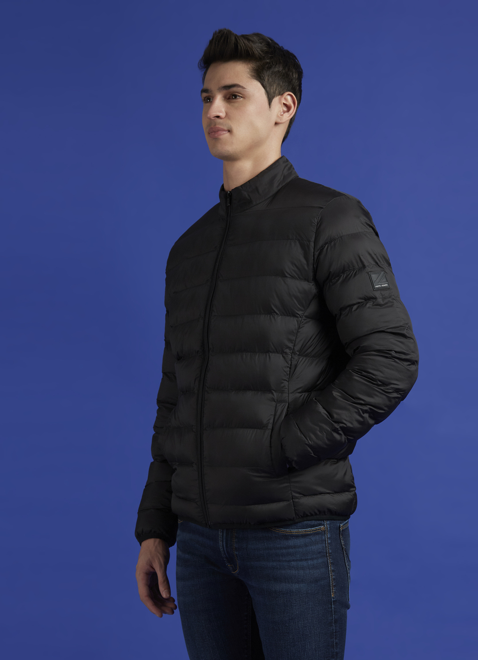 Black High Neck Full Sleeve Puffer Jacket, , large image number 3