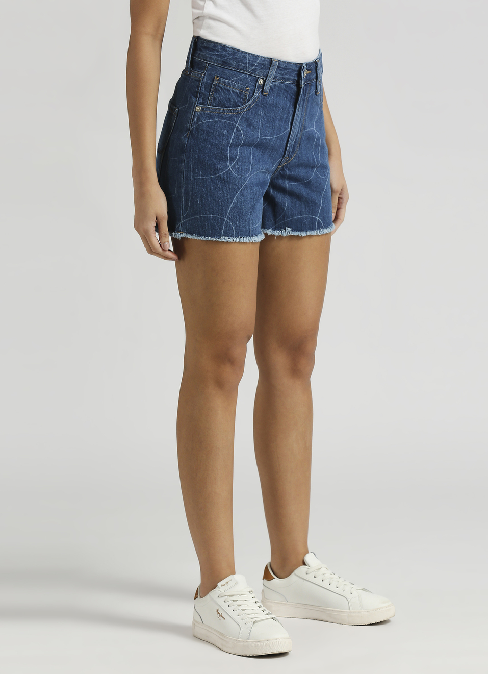 Rachel Blue Regular Fit High Waist Shorts, , large image number 3