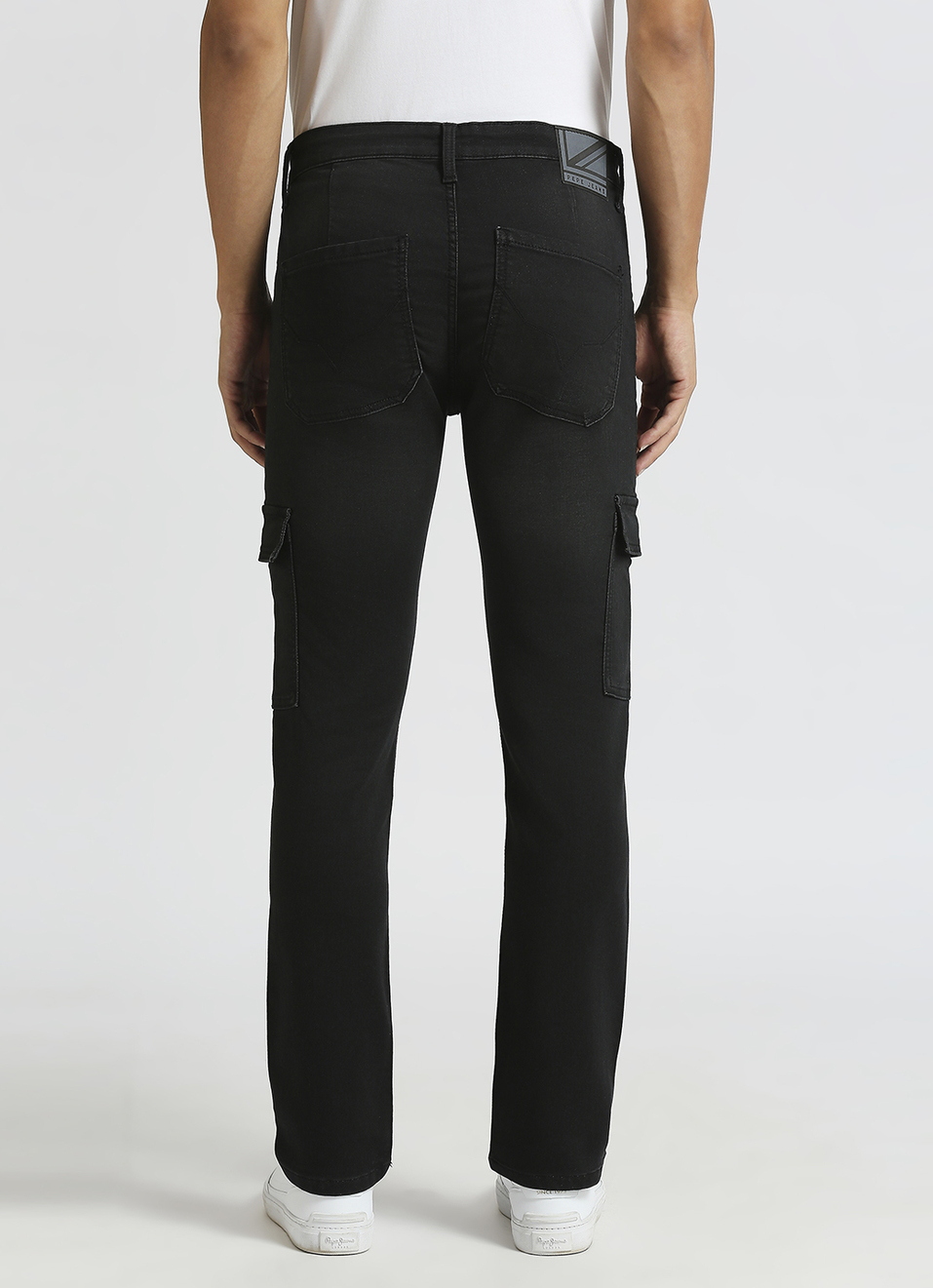 Cargo Straight Mid Rise Black Jeans, , large image number 3