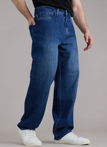 Men Blue Baggy Fit Mid Rise Jeans