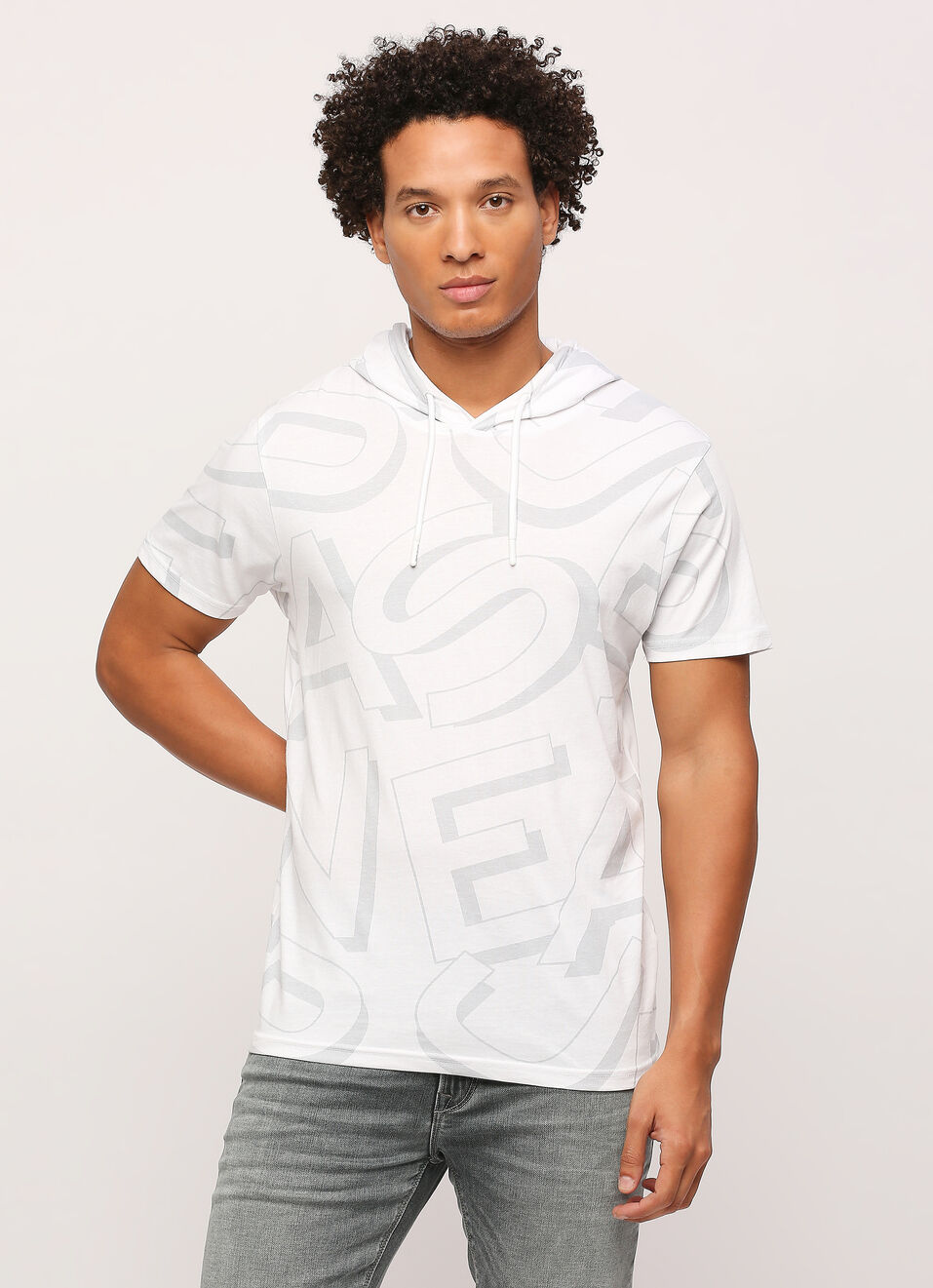 White Letter Print Short Sleeve T-shirt, , large image number 0