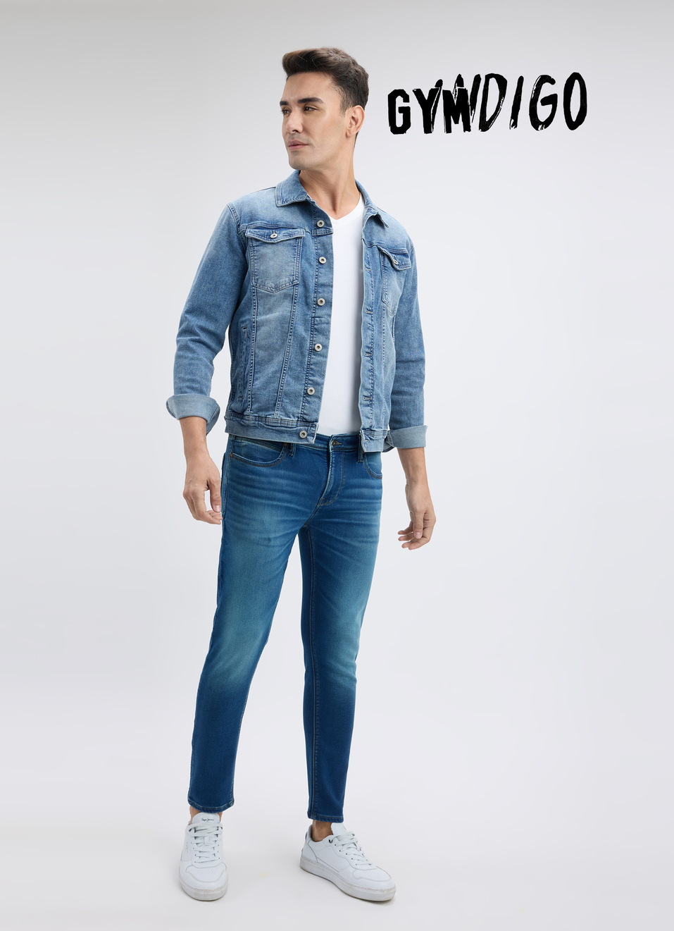 Men Green Blue Skinny Fit Mid Rise Jogger Like Jeans, , large image number 0