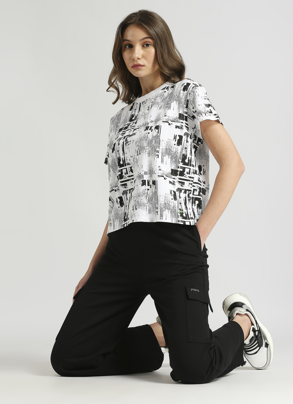 White Abstract Aop Print Short Sleeve T-shirt, , large image number 5