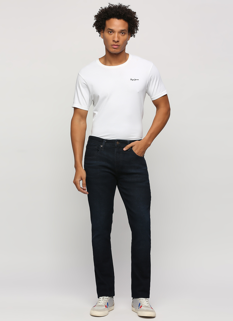 Vendie Dark Blue Mid Rise Straight Fit Jeans, , large image number 1