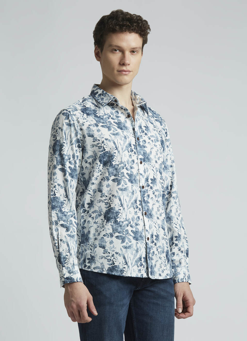 Blue Floral Print Full Sleeve Shirt, , large image number 3
