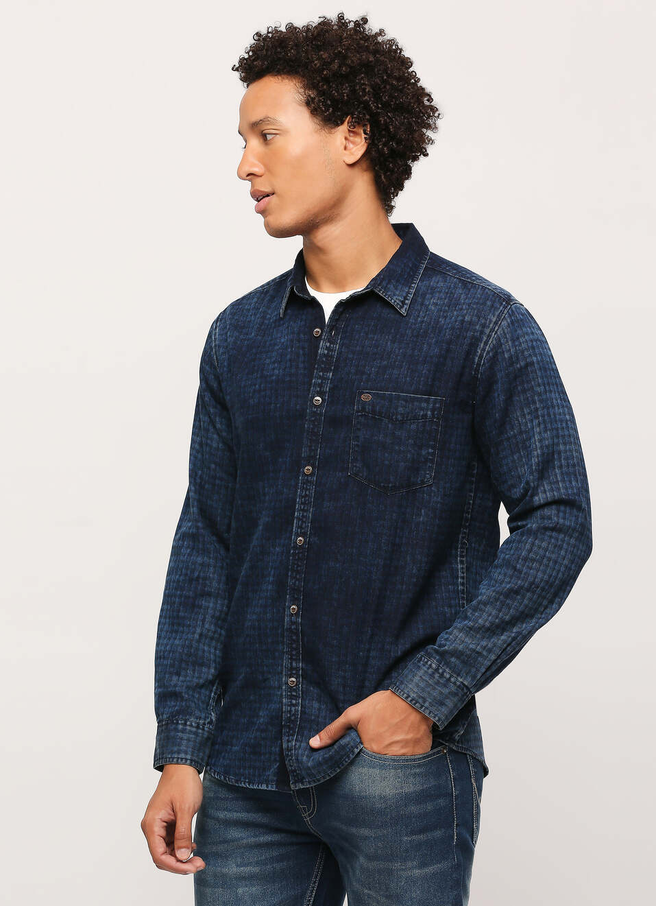 Indigo Checks Long Sleeve Shirt, , large image number 3