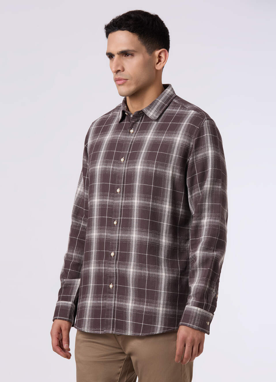 Men Brown Checked Regular Fit Shirt, , large image number 3