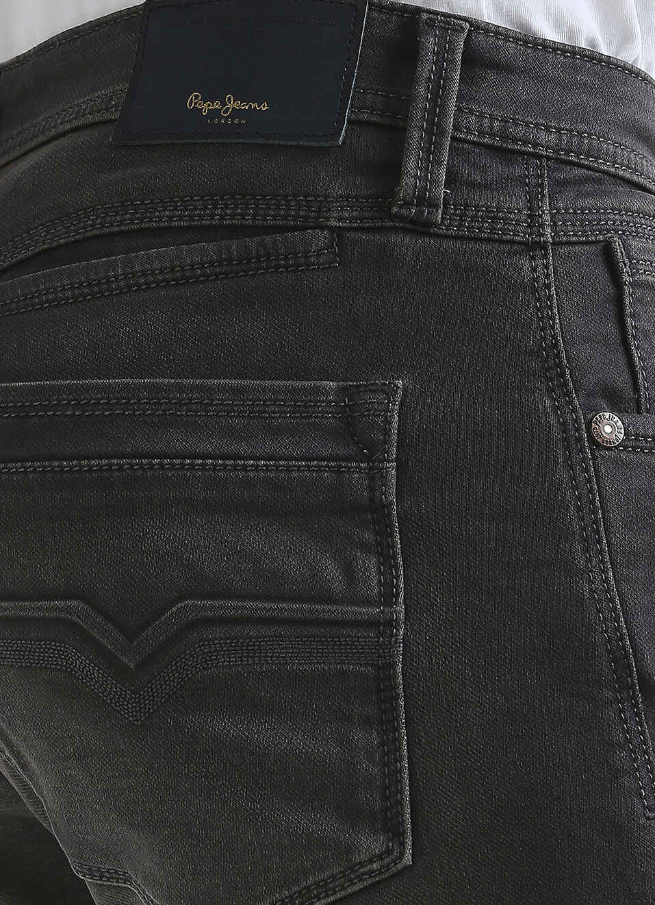 Vapour Grey Mid Waist Stretch Jeans, , large image number 4