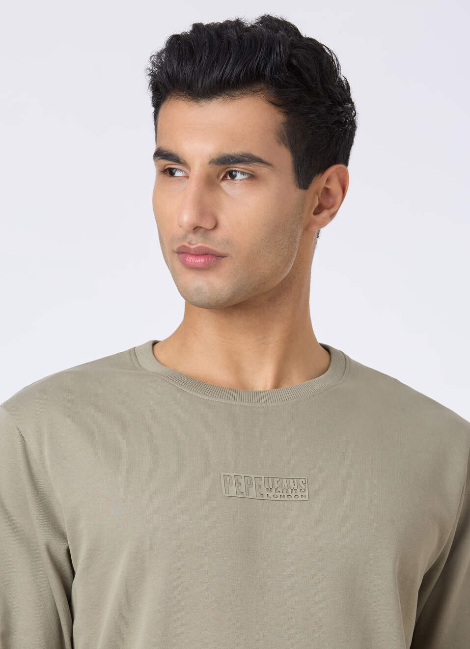 Men Green Crew Neck Sweatshirt With Logo Emboss, , large image number 4
