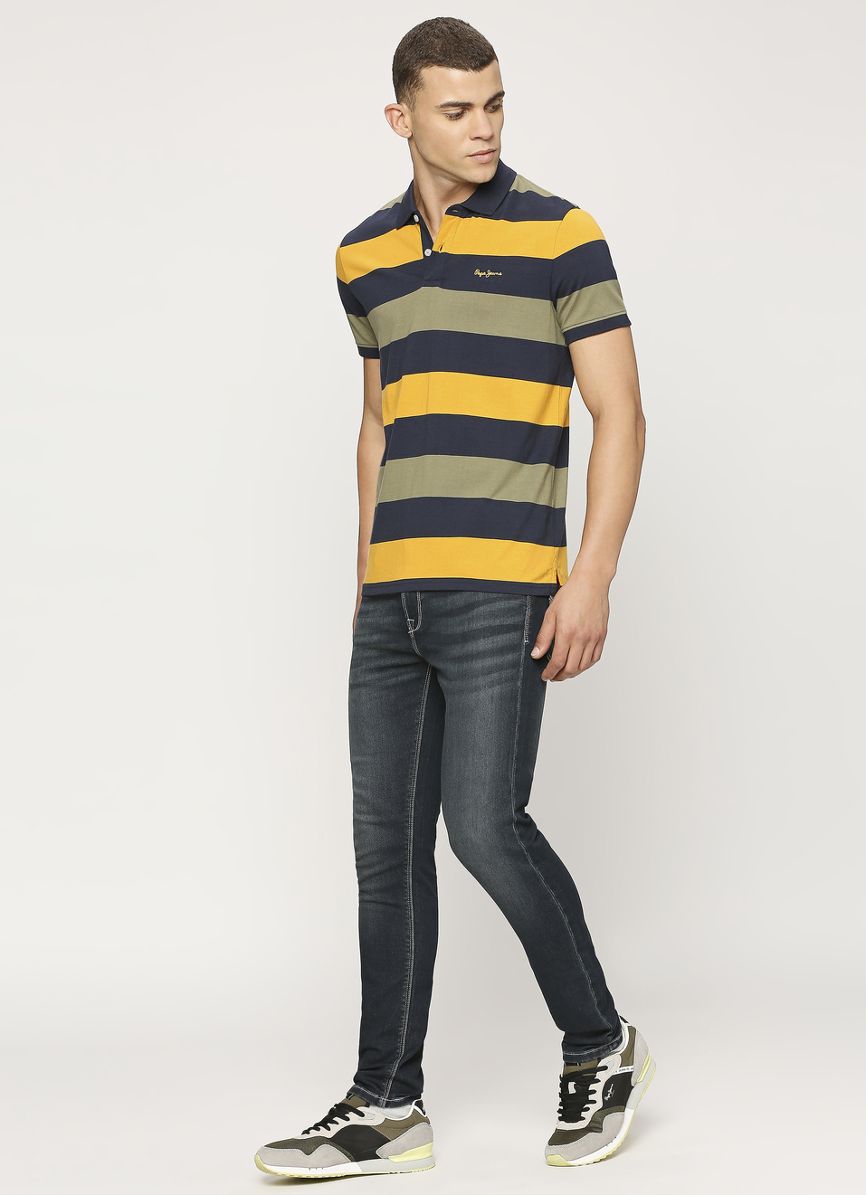 Navy Striped Short Sleeve Polo, , large image number 5