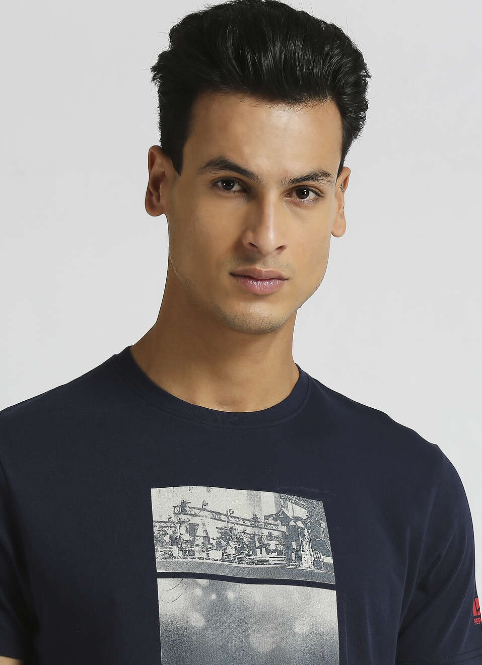 Navy Photographic Print Short Sleeve T-shirt, , large image number 4