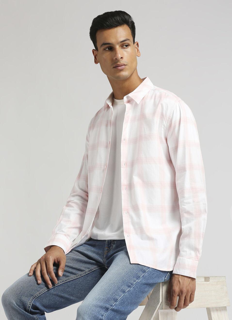 Pink Broad Checks Premium Long Sleeve Shirt, , large image number 0