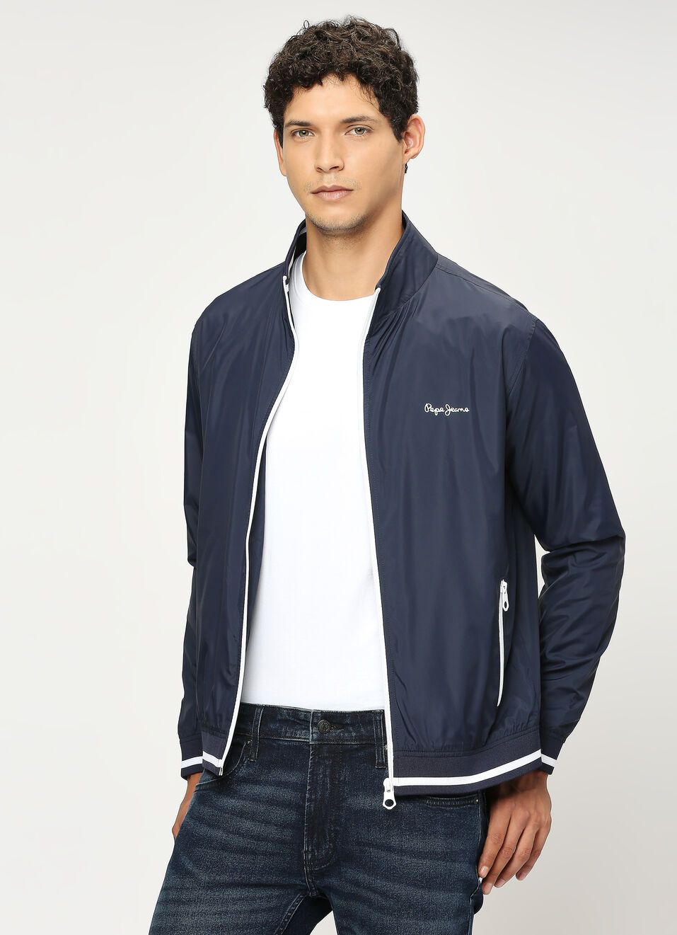 NAVY LIGHTWEIGHT FULL SLEEVE JACKET, , large image number 0