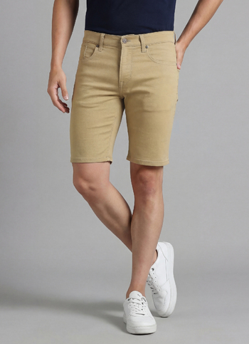 Chinox Beige Mid Rise Regular Fit Gymindigo Shorts