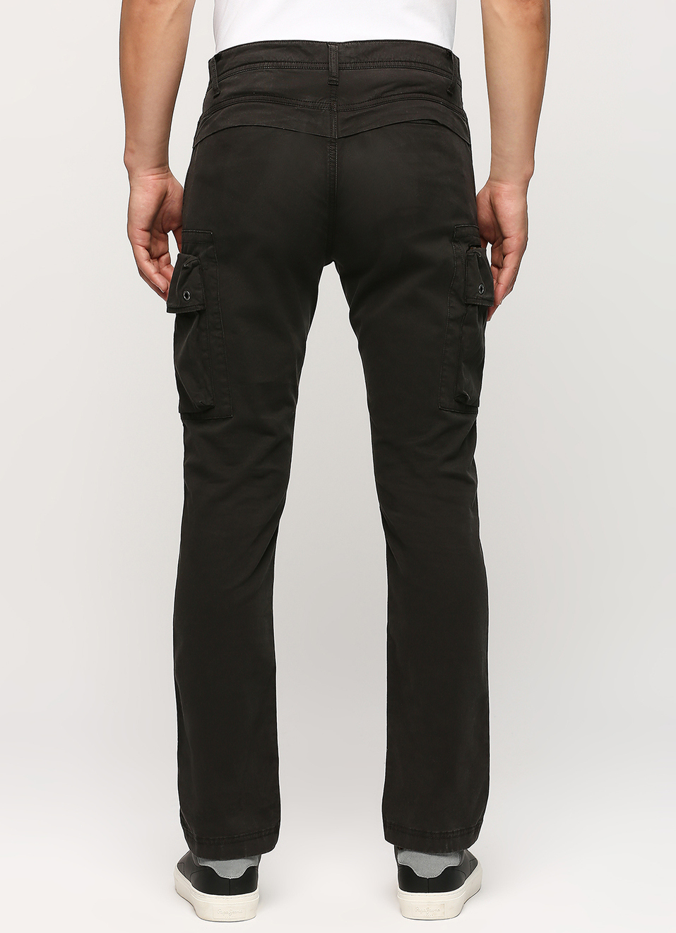 Black Mid Rise Straight Fit Cargo Pants, , large image number 3