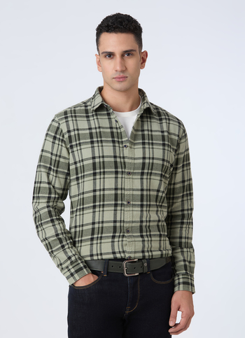 Men Green Blotch Check Full Sleeve Shirt
