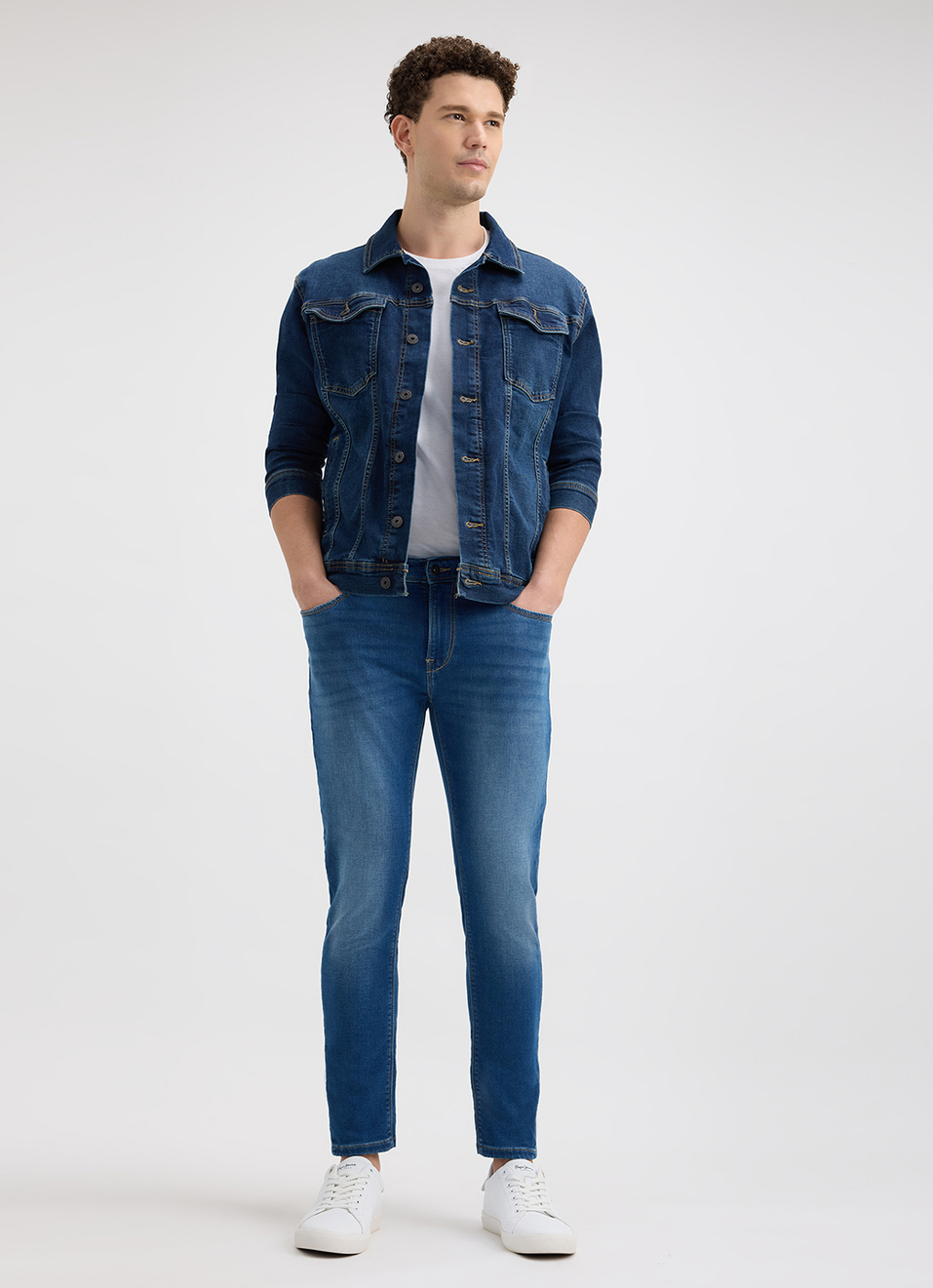 Men Blue Mid Rise Skinny Ankle Length Gymindigo Jogger Like Jeans, , large image number 1