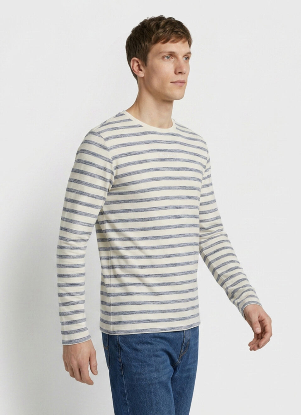 Men White Striped Long Sleeve T-shirt, , large image number 3