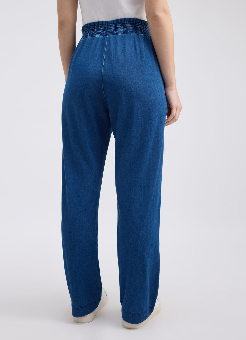 Women Blue High Rise Knitted Denim Pants, , large image number 2