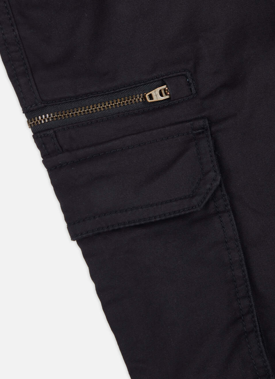 Boys Black Mid Rise Stretch Cargo Pants, , large image number 3