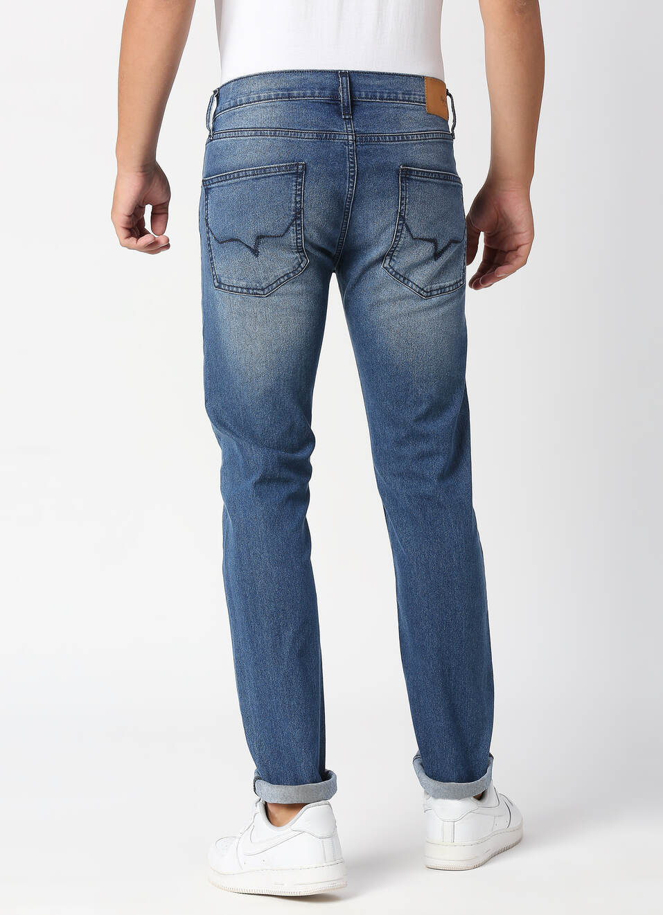 VAPOUR Mid Rise Jeans, Med Blue Denim, , large image number 1